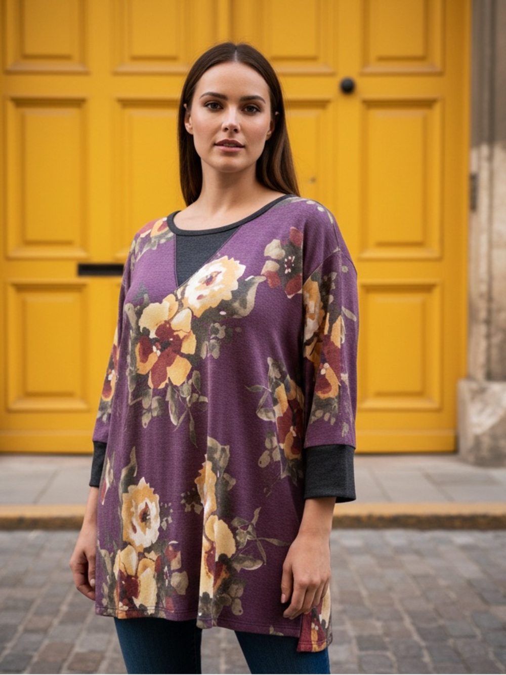 Elegant Floral Women's Tunic Top